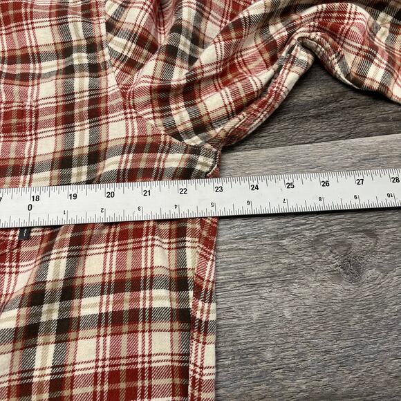 Eddie Bauer Classic‎ Fit Cream Red Brown Tartan Men XLT Flannel Button Up Shirt - Picture 5 of 10
